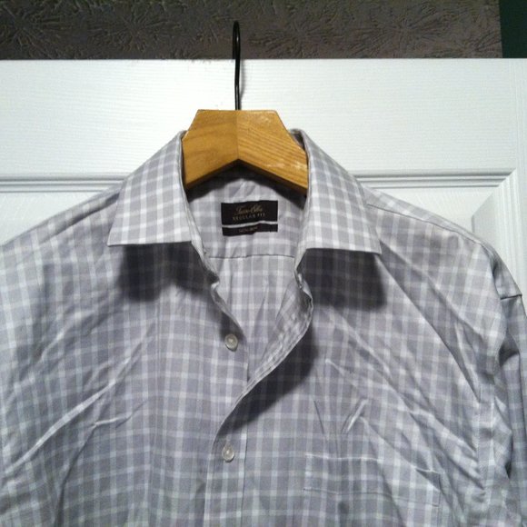 TASSO ELBA MEN'S PRE-OWNED 100%COTTON DRESS SHIRT W/FRENCH CUFFS SIZE: 17/36-37 - Picture 2 of 6